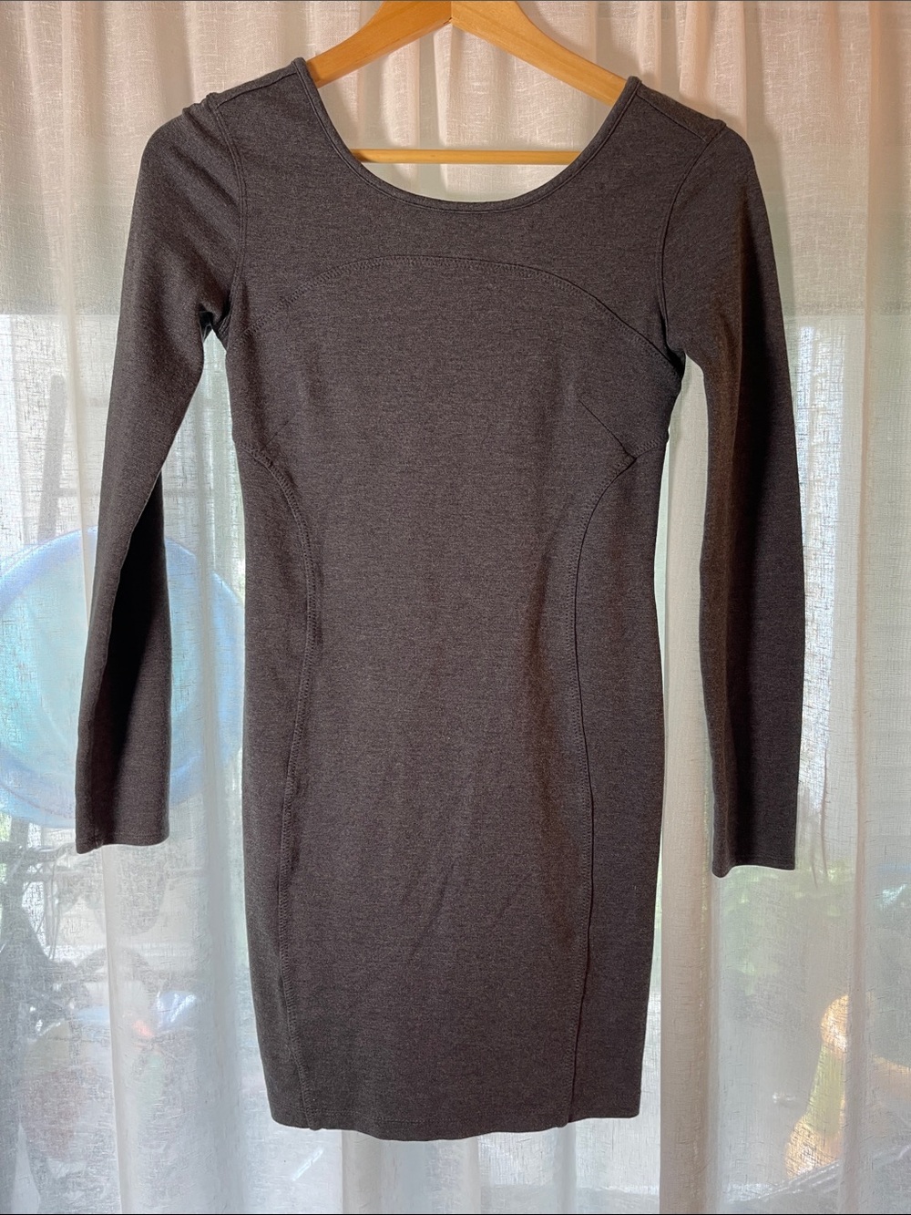Athleta Charcoal Gray Long-Sleeve Bodycon Dress